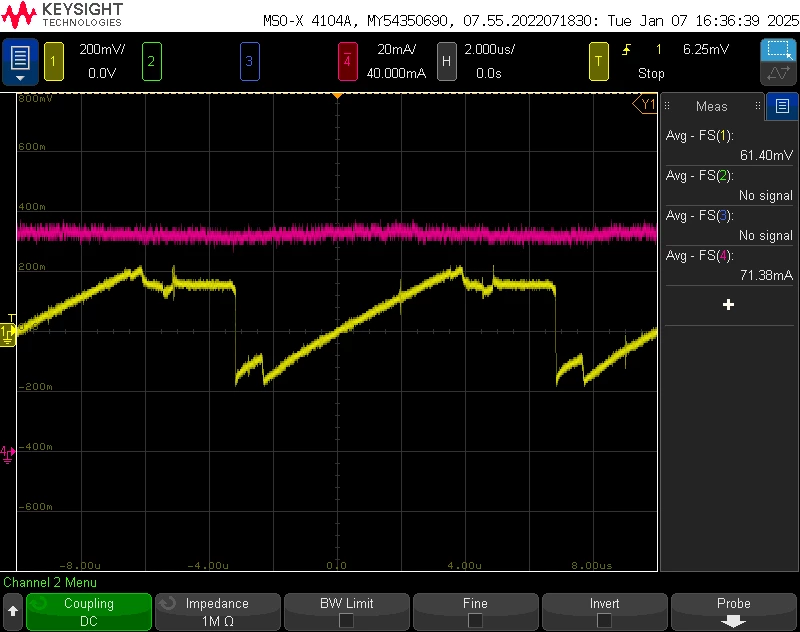 Shunt and motor current after filtering