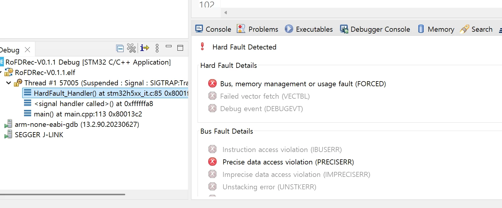 STM32CubeIDE causes hardfault only debugging | Community