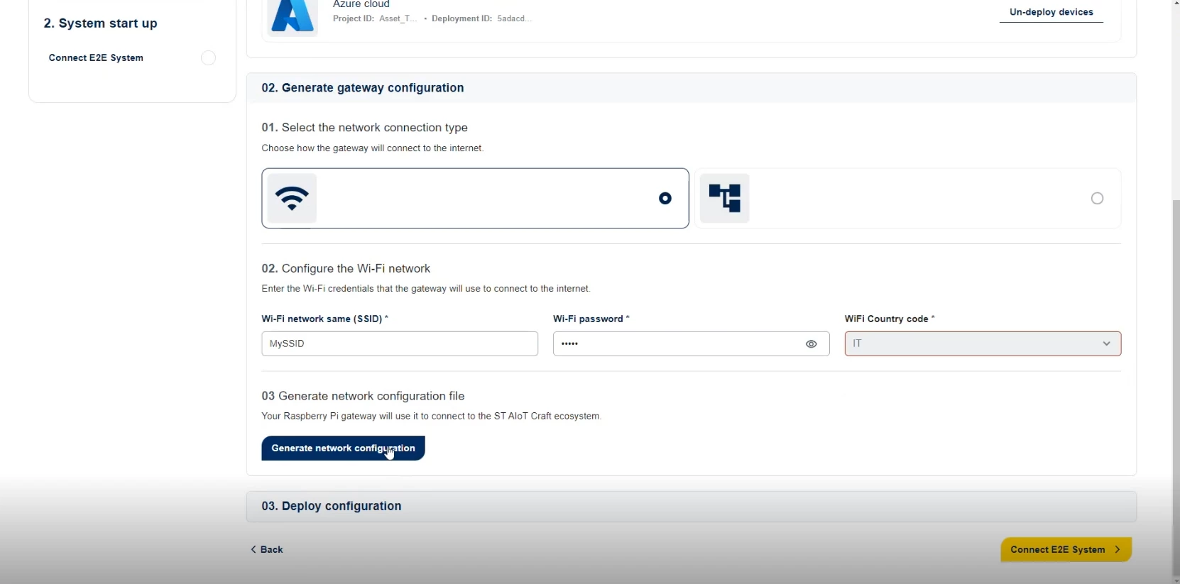 Figure 8: Generate gateway configuration