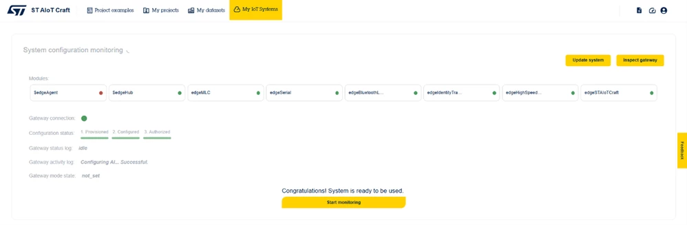 Figure 20: ST AIoT Craft – The system is ready to be used