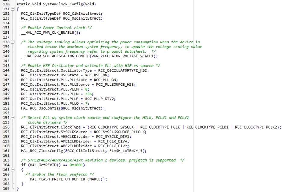 Figure 13: Original source code without the ioc: MCU clock configuration.
