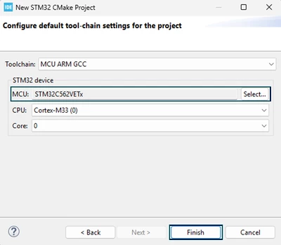 Figure 5. Configure the toolchain and MCU