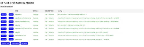 Figure 16: ST AIoT Craft Gateway Monitor – Docker modules