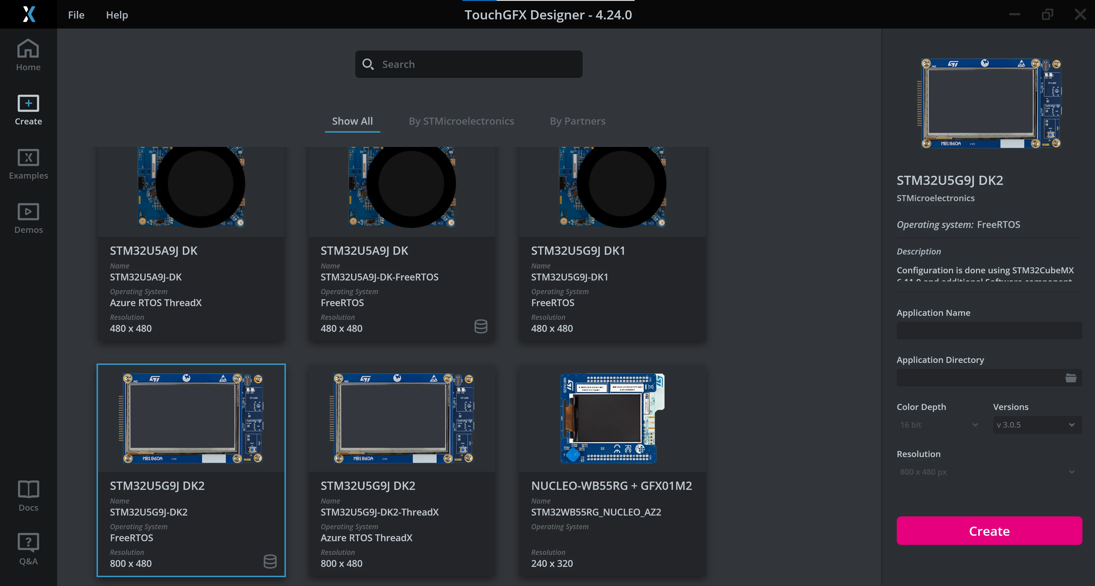 TouchGFX Board Setups