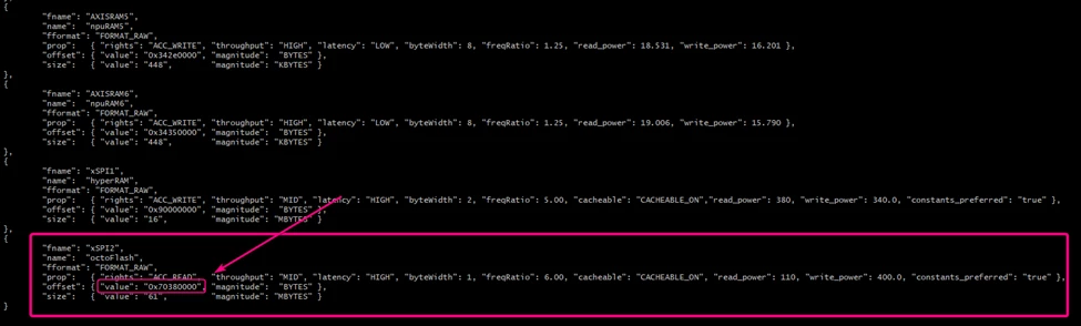 The STM32N6570-DK .mpools configuration file with the base address highlighted