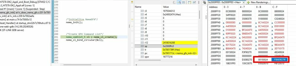 Stack bevore calling nema_cl_create. Return-adress: ok