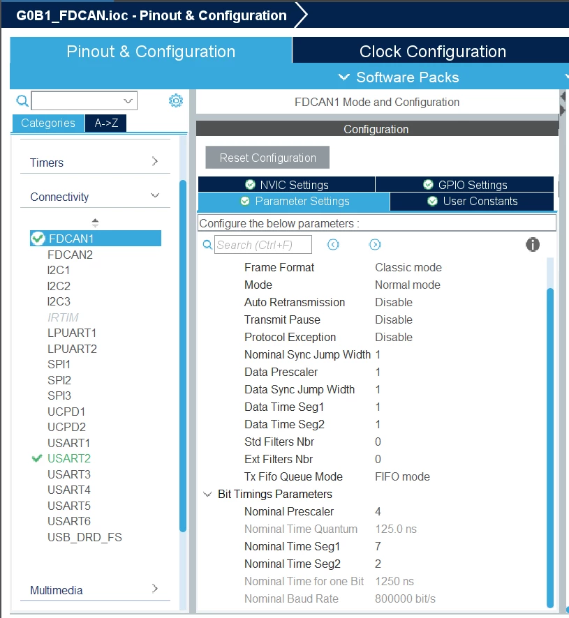 Figure 4 - FDCAN baudrate settings