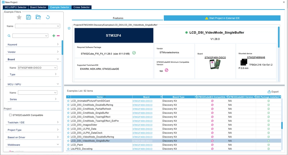 STM32CubeMX Example Selector