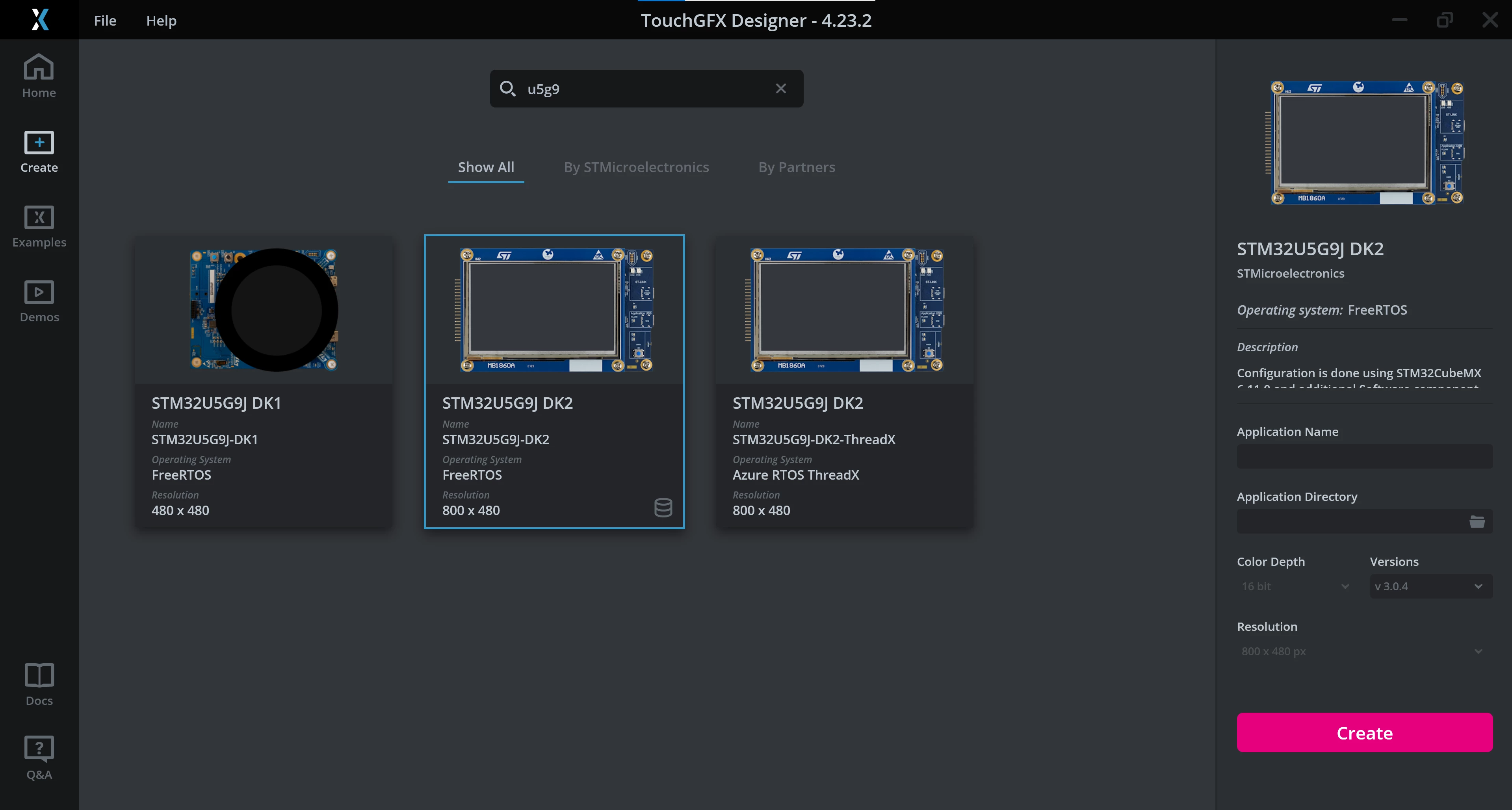 STM32U5G9J DK2 TouchGFX Board Setup