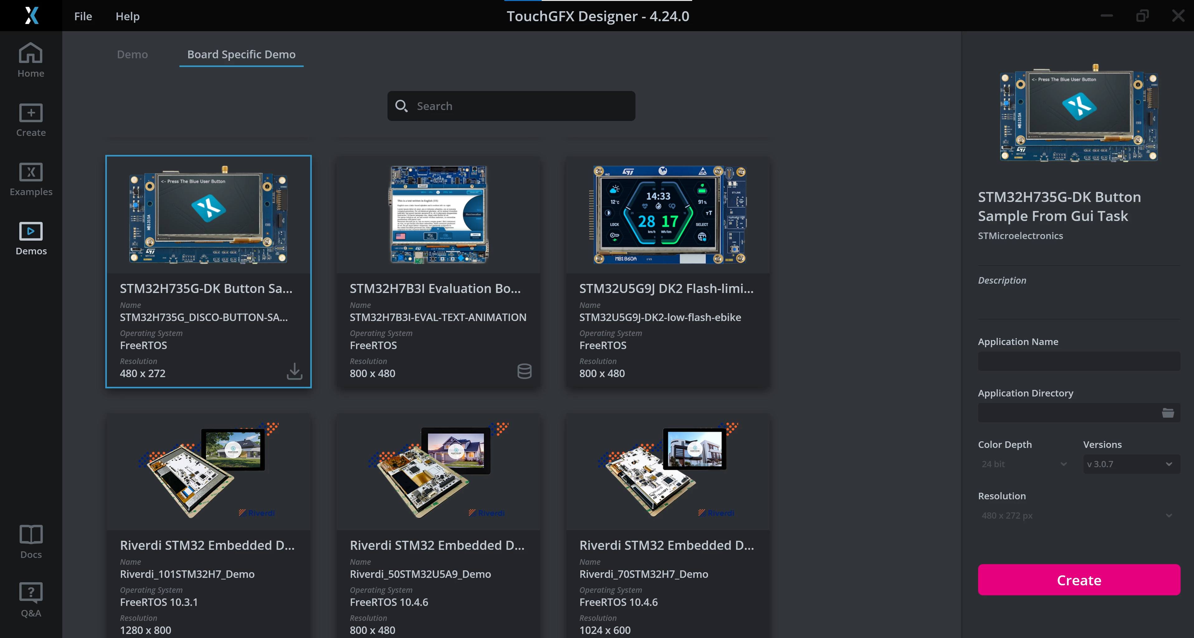 STM32H735G-DK Board Specific Demo