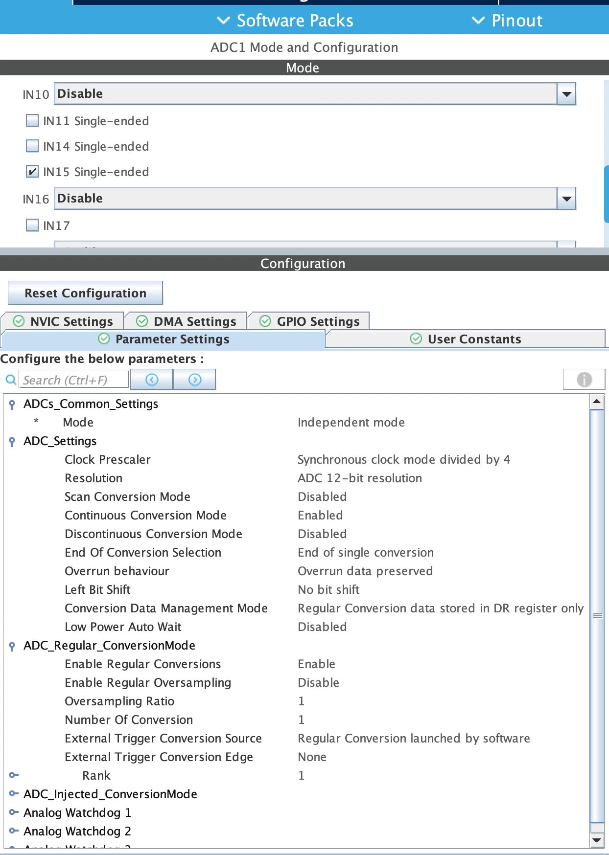 I am trying to read a simple adc with DMA method, but the DMA Continuous Request option is not visible as seen in the screenshot. CubeIDE Version: 18.1, Nucleo h755zi-q. Macbook Pro M4, 2024