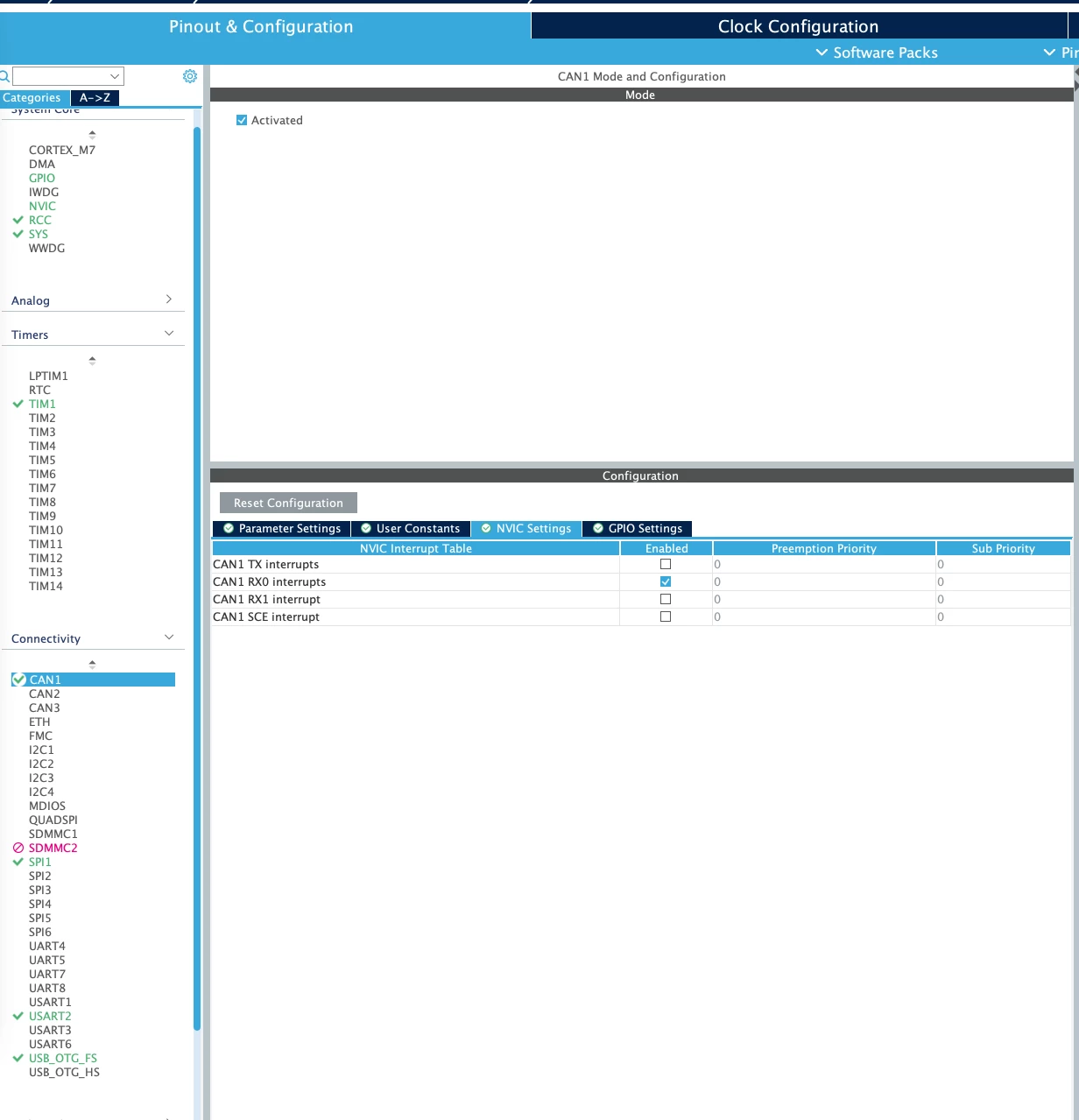 STM32F7 CAN BUS Rx Interrupt not triggering | Community
