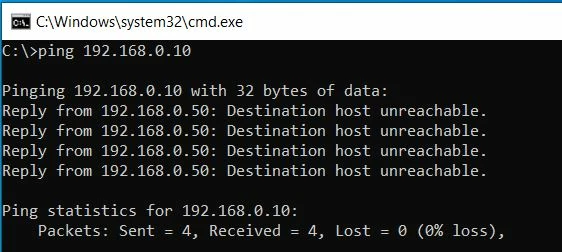 Ping request from Laptop to the MCU