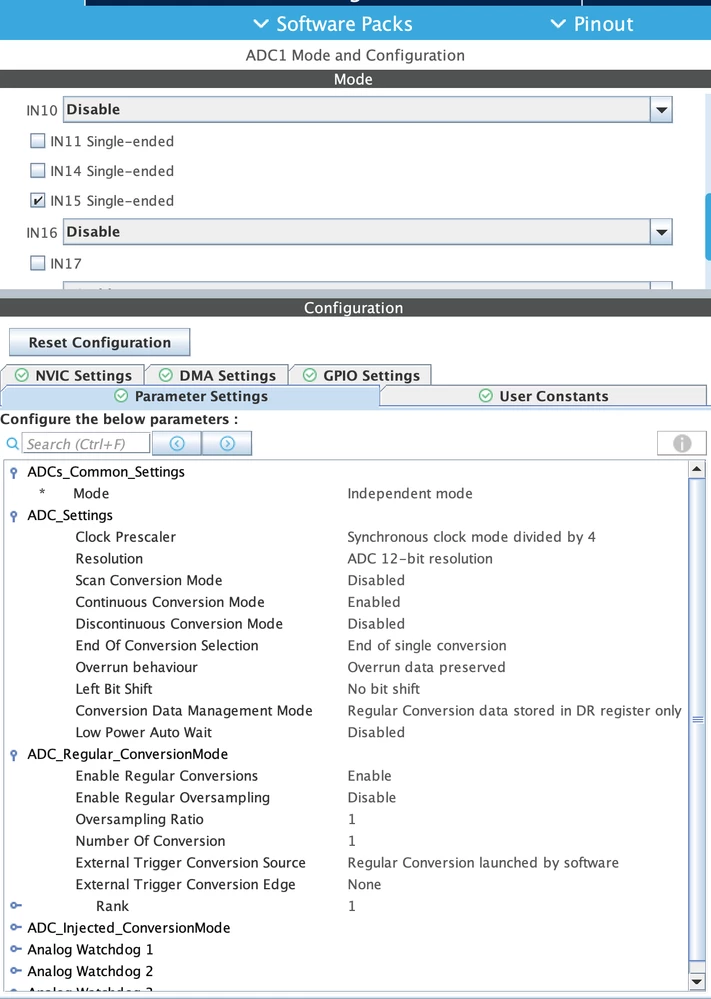 I am trying to read a simple adc with DMA method, but the DMA Continuous Request option is not visible as seen in the screenshot. CubeIDE Version: 18.1, Nucleo h755zi-q. Macbook Pro M4, 2024