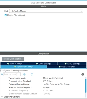 I2S Parameter Settings