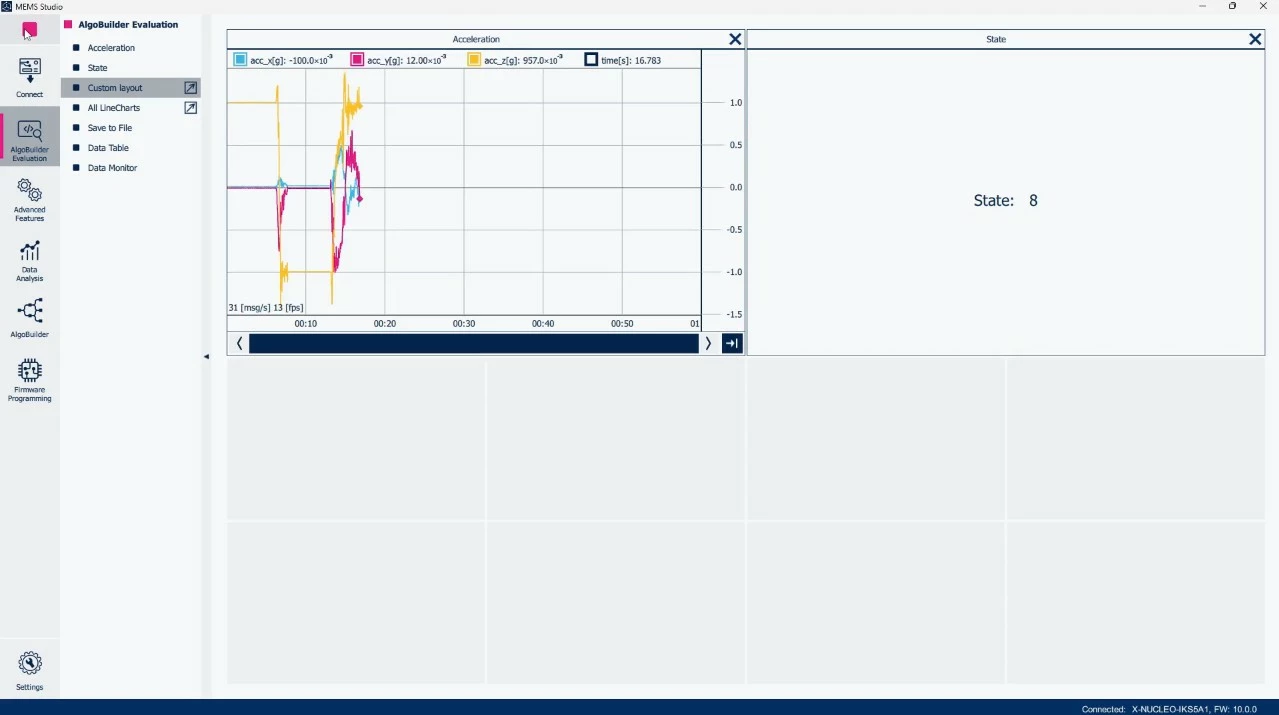 Figure 18: MEMS Studio - AlgoBuilder Evaluation - The package is moving