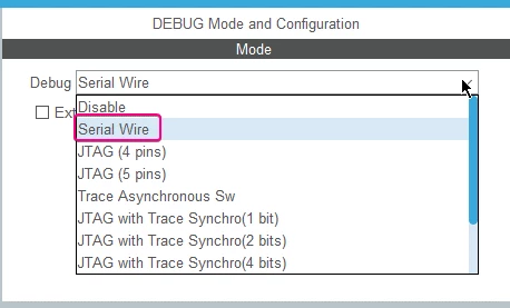 Figure 17 – Debug configuration