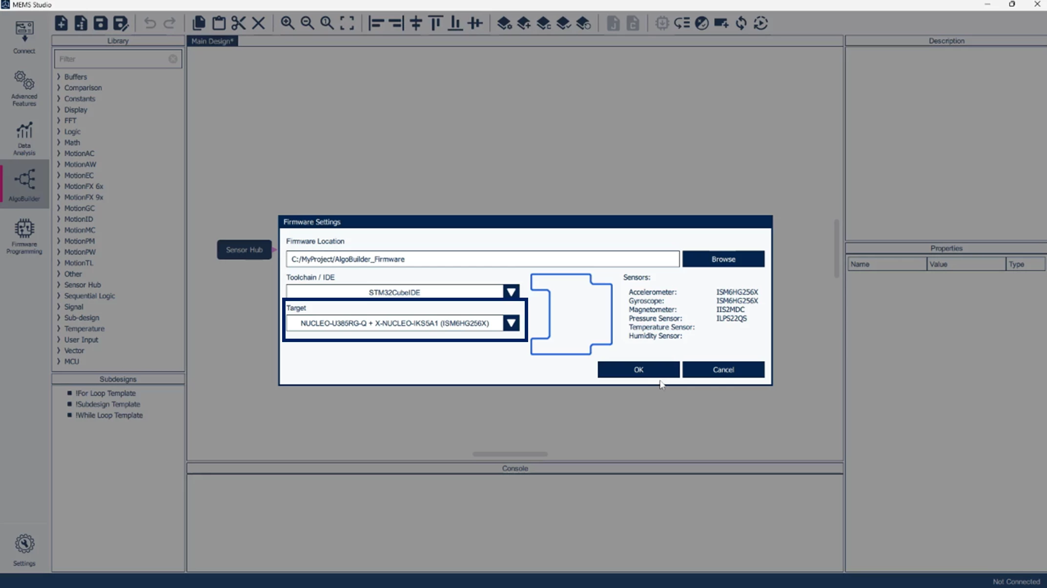 Figure 4: Firmware settings - Target