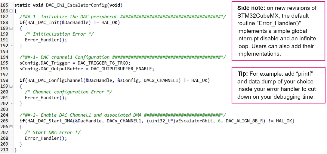 Figure 4:&nbsp;Original source code without the ioc: code for the DAC_Ch1_EscalatorConfig function.