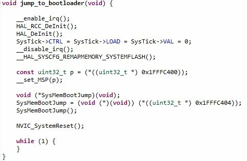 Can STM32 set it self to bootloader mode thru software | Community