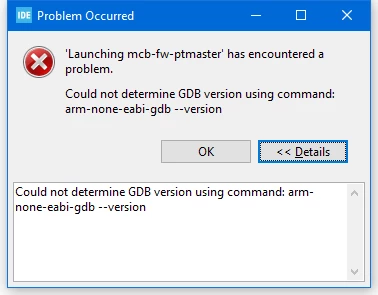 gdb error window