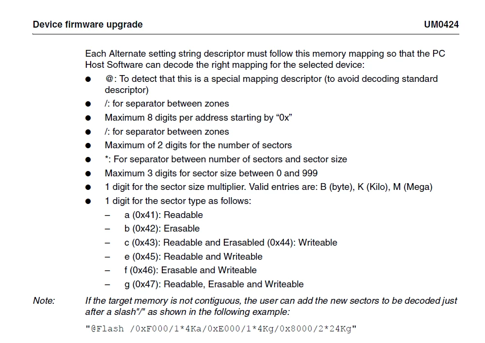 How to export Alternate memory regions for USB DFU? | Community