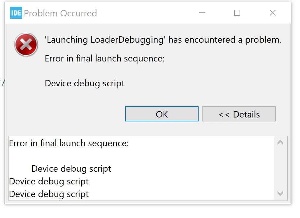 Unable to start debugging: Error in final launch sequence: Device debug ...