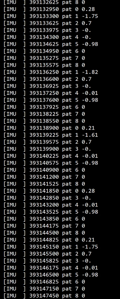 results: Timestamp in polling + #pattern + converted gy/axl and zero timestamp