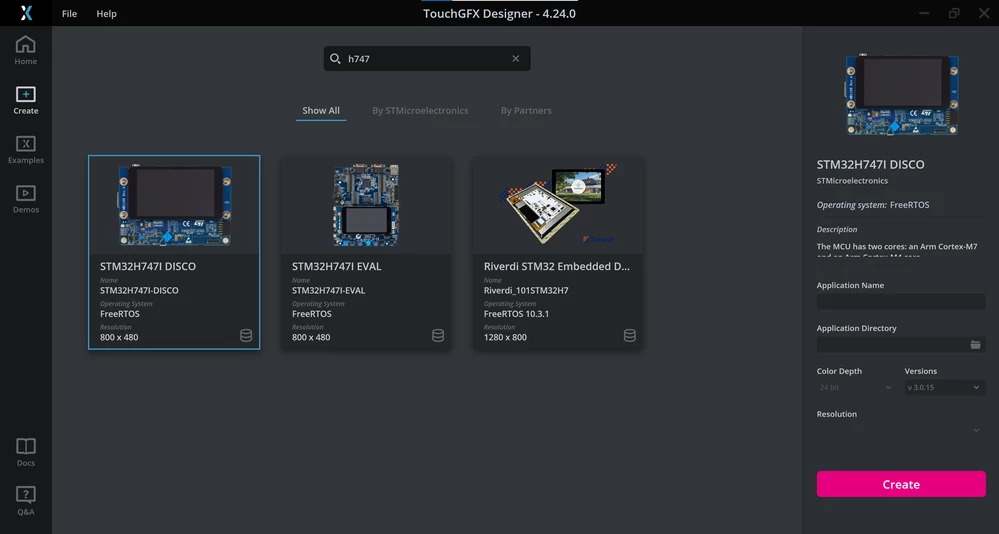 STM32H747I-Disco TouchGFX Board Setup