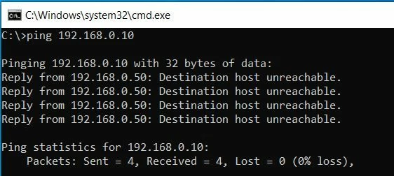 Ping request from Laptop to the MCU