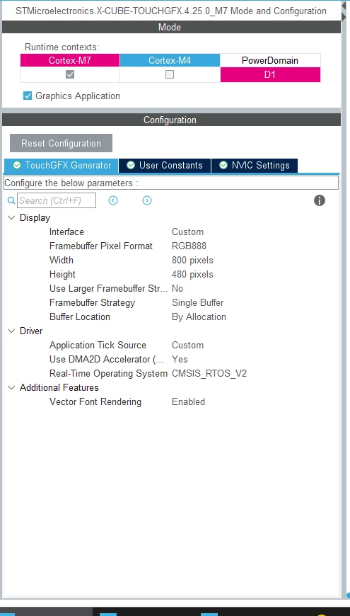 TouchGFX Manual Configuration
