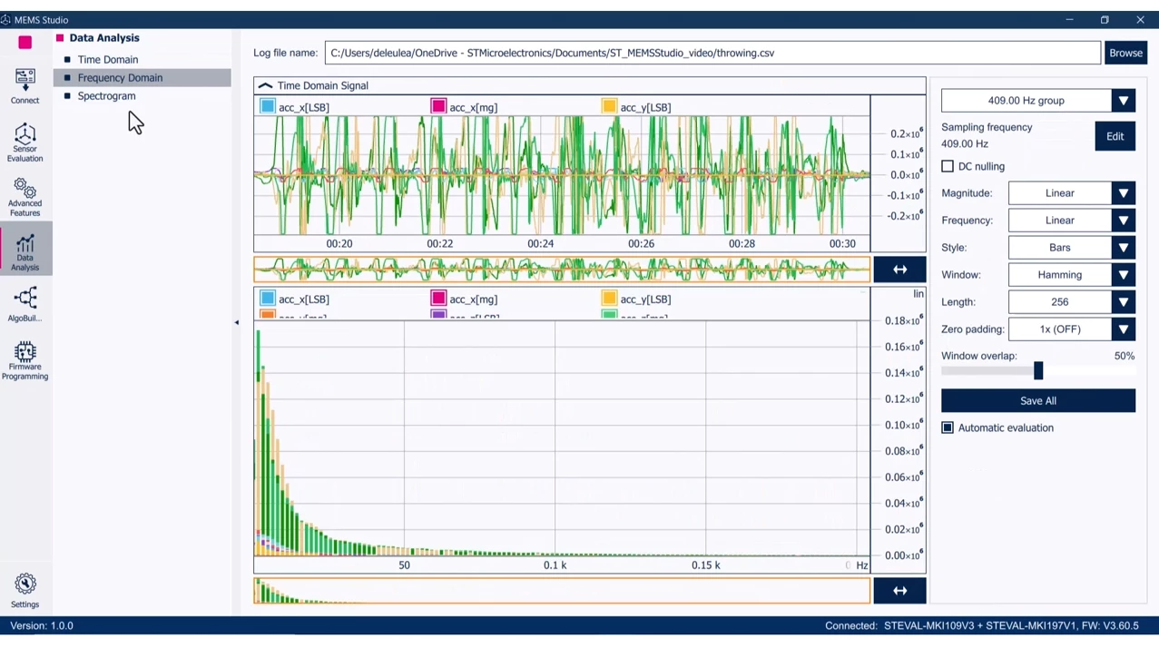 Figure 12: MEMS-Studio - Data Analysis section