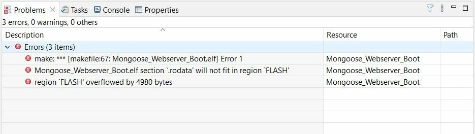 Build fail while Flash memory set 64KB