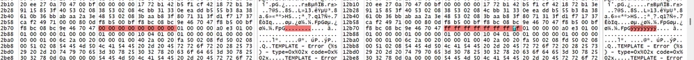 comparison between the compiled binary (left) and what is written in flash (right)