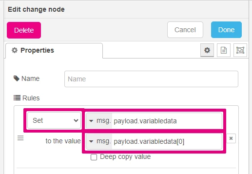 Fig. 9: Change node setup