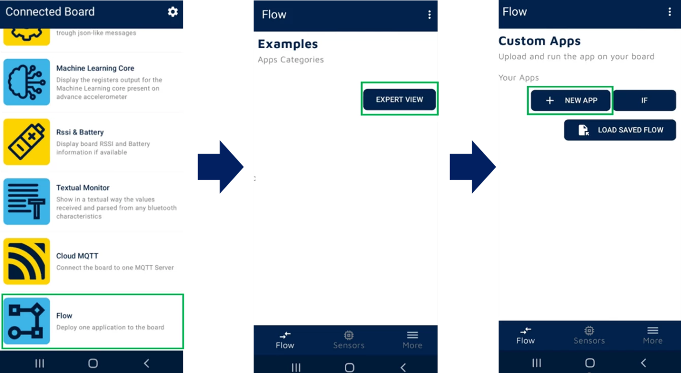 Figure 3: Setting of the parameters inside STBLESensor app.