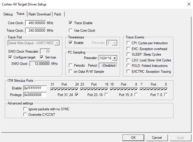Why am I getting "No Synchronization" when trying to use trace on M4 ...