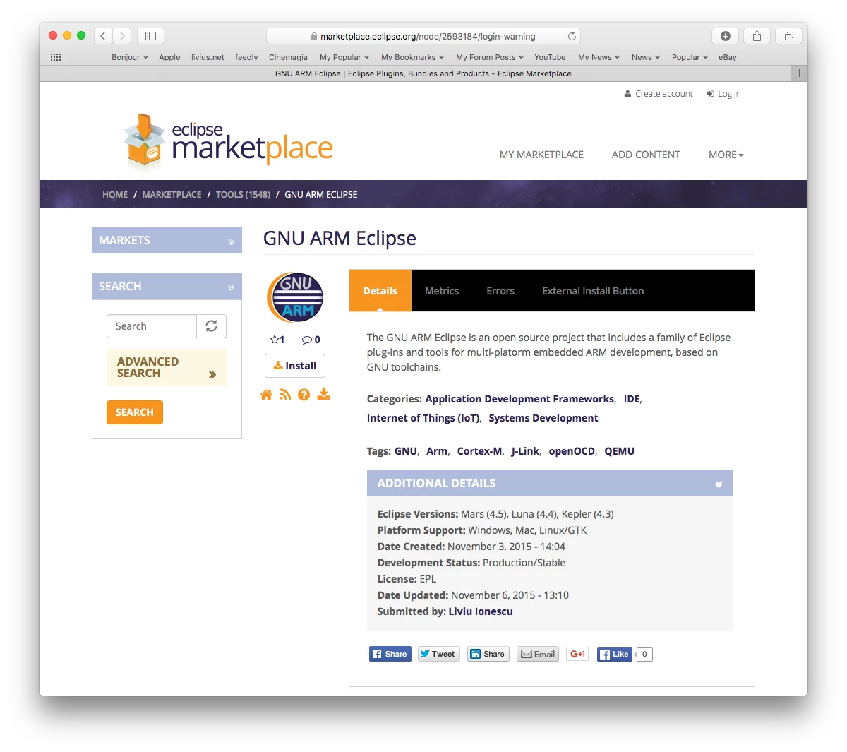 GNU ARM Eclipse is now available from Eclipse Marketplace | Community