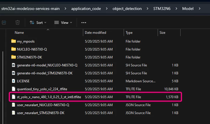The YOLO model on “Model” folder