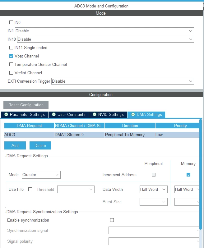 ADC3 DMA configuration