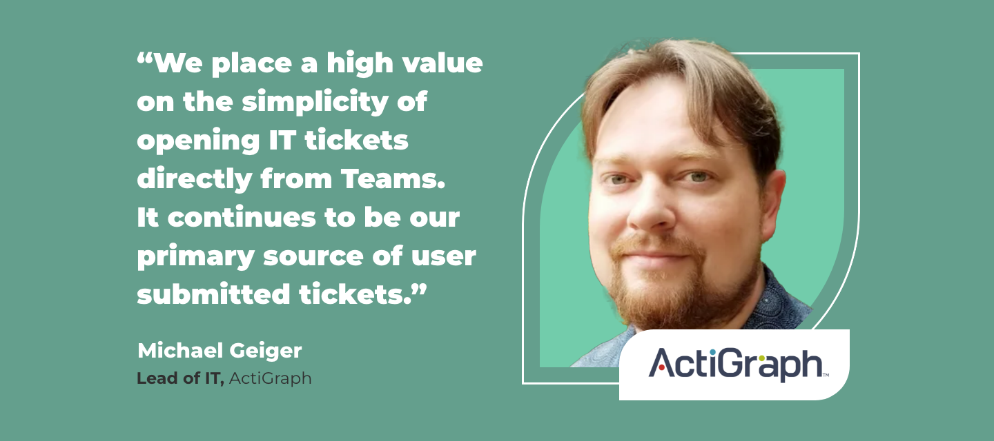 Why Actigraph chose SysAid for Teams as their primary source of tickets