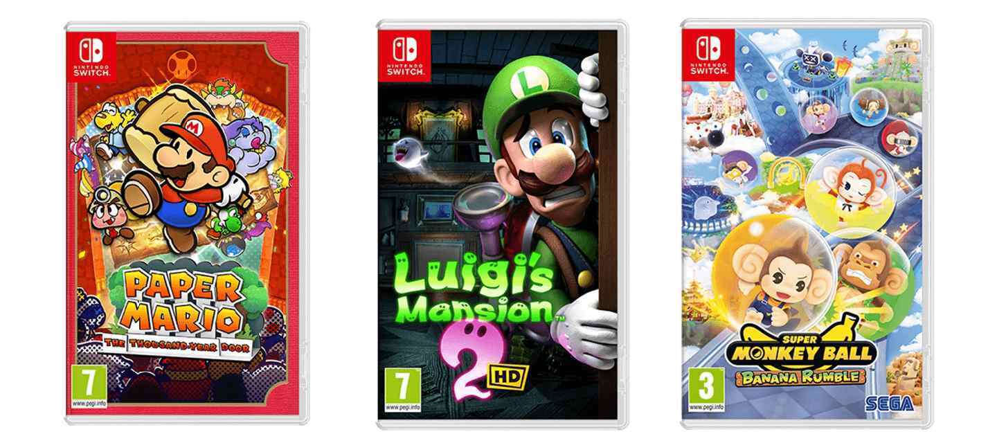 Esittelyssä Nintendo Switch uutuuspelit: Paper Mario: The Thousand-Year Door, Super Monkey Ball Banana Rumble ja Luigi's Mansion 2 HD