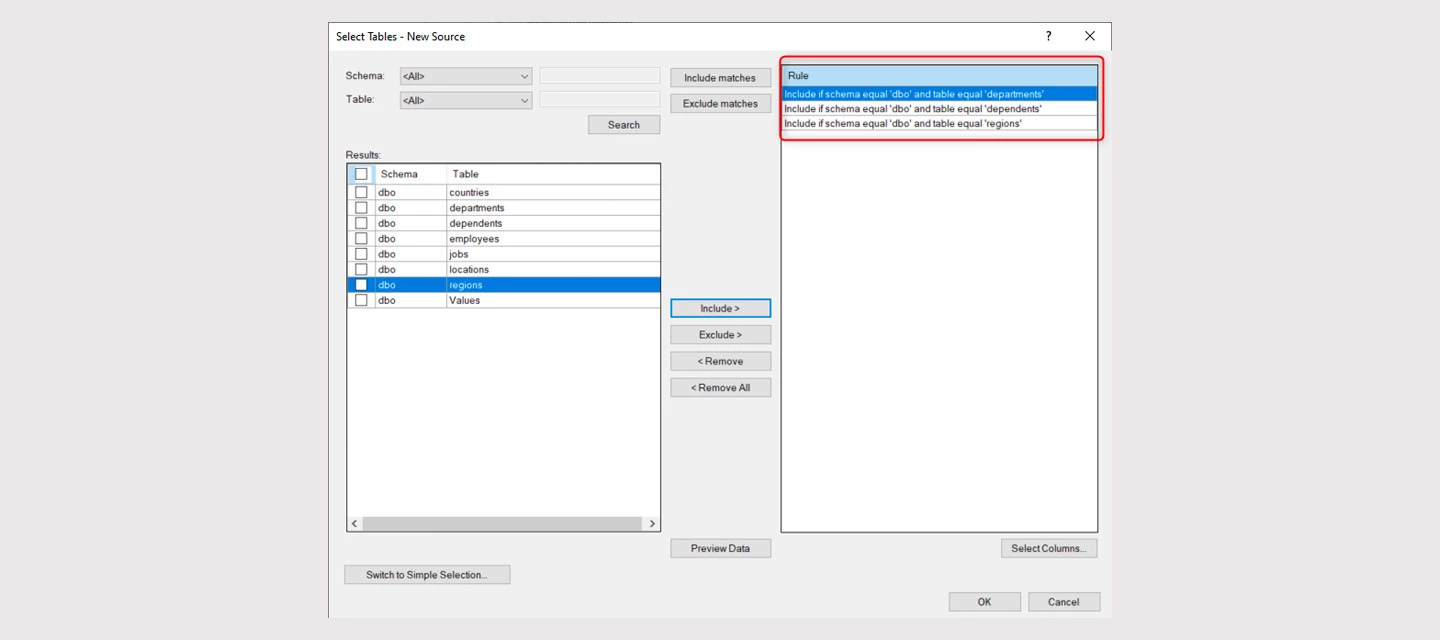 Table and Column Selection in an Ingest Instance | Community