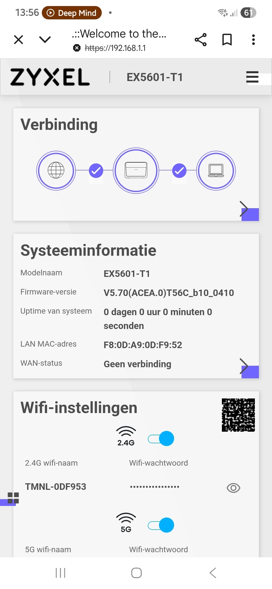 bij inloggen modem 192.168.1.1 melding onveilige site? | Odido community