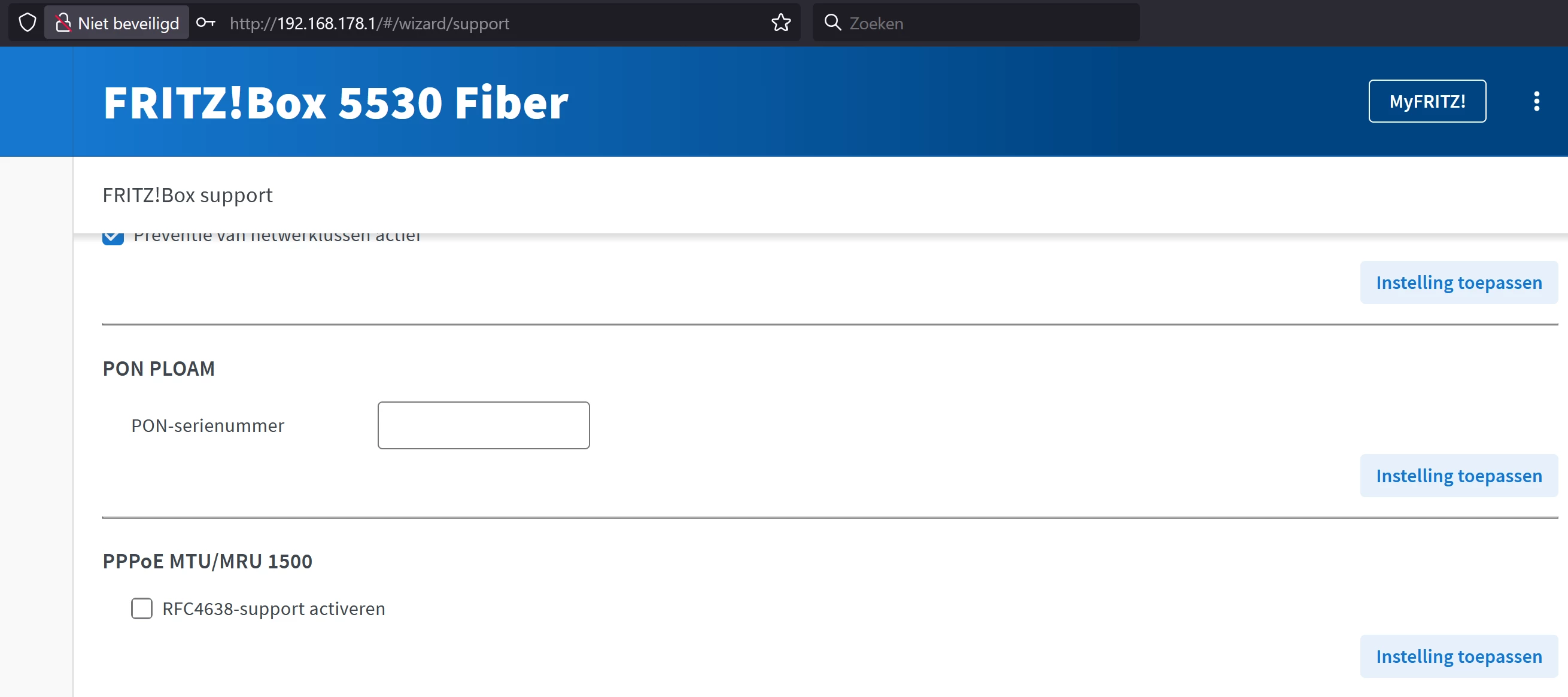 Eigen modem Fritzbox 5530 (modem ID doorgegeven) verbinding kan niet ...