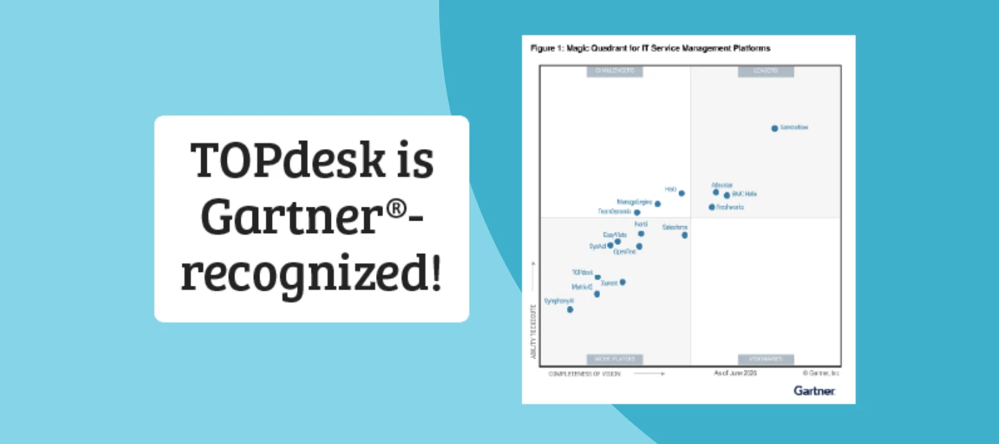TOPdesk recognized in the 2026 Gartner® Magic Quadrant™ for IT Service Management