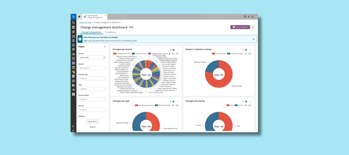 Change management dashboard