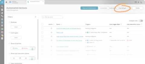 Automated Actions: centralize your email designs