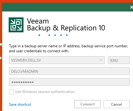 veeam backup and replication console