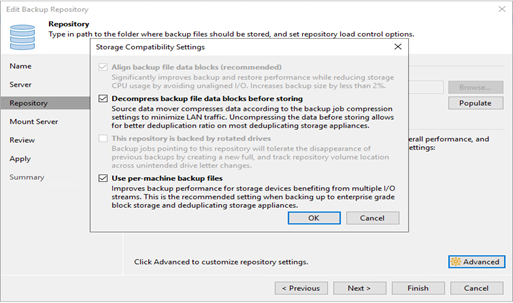 Veeam Backup Repository Decompress Setting with Pure Storage FlashArray Sns-Brigh10